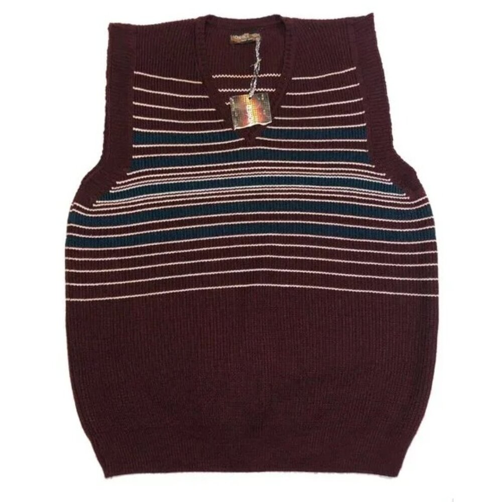 One Hundred Tricot Waer Maroon Striped Vest Sz M